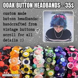 OOAK aangepaste hoofdbanden met knopen - maximalist, punk, grillig, geüpcycled, vintage
