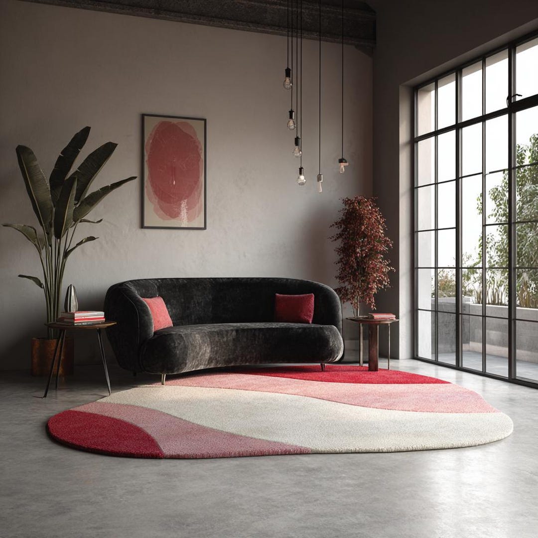 Irregular Ivory Blush Pink Hand Tufted Wool 5x7 Area Rugs Rugs for ...