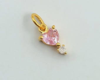 Collana con ciondolo in zaffiro rosa fatto a mano in oro massiccio 18k