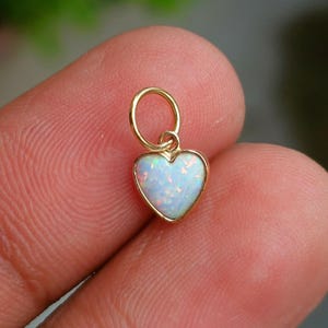 Ethiopian Opal Charm, 18k Solid Gold Charm, Opal Charm Pendant, Gold Charm, Handmade Gold Charm, Heart Charm, Handmade Pendant, Dainty Charm