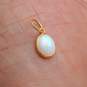 Natural Ethiopian Opal Charm, 18k Solid Gold Charm, Opal Charm Pendant, Gold Charm, Handmade Gold Charm, Handmade Gold Pendant, Dainty Charm