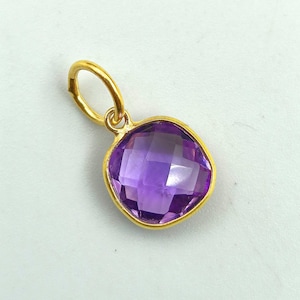 Natural Amethyst Charm, 18k Solid Gold Charm, Amethyst Charm, Gold Charm, Handmade Gold Charm, Solid Gold Handmade Pendant, Dainty Charm
