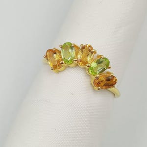 Natural Citrine & Peridot Ring 925 Sterling Silver Gold Plated Ring, Silver Handmade Ring, Anniversary Gold Plated Handmade Statement Ring