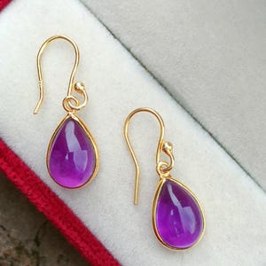 Natural Amethyst Earrings, 14k Solid Gold Earrings, Gold Earrings, Wedding Earring, Birthstone Earrings, Handmade Earring, Gift For Her