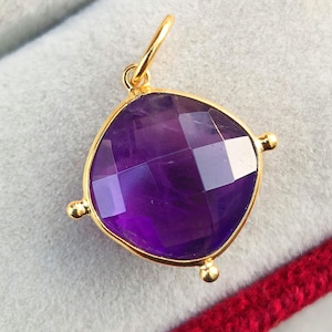 Natural Amethyst Charm Pendant, 18k Solid Gold Charm, Amethyst Charm, Solid Gold Charm, Handmade Gold Charm, Gold Pendant, Gift For Her