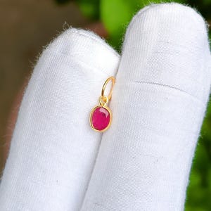 Natural Ruby Charm, 18k Solid Gold Charm, Ruby Charm, Solid Gold Charm, Handmade Gold Charm, Gold Charm Pendant Oval Charm Dainty Gold Charm