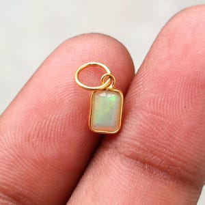 Natural Ethiopian Opal Charm, 18k Solid Gold Charm, Opal Charm Pendant, Gold Charm, Handmade Gold Charm, Handmade Pendant, Dainty Gold Charm