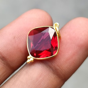 Lab-Created Red Ruby Charm, 18k Solid Gold Charm, Red Ruby Charm Pendant, Gold Charm Pendant, Solid Gold Handmade Pendant, Gift For Her