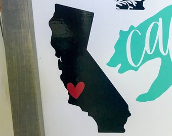 California Heart Sticker, California Decal with Heart, Vinyl California, Vinyl California Sticker, California Car Decal, Water bottle decal