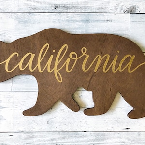 California Bear Wooden Sign, Bear Wall Art, California Sign, California Art, Wood Bear Sign, California Decor, Custom Made Wall Art