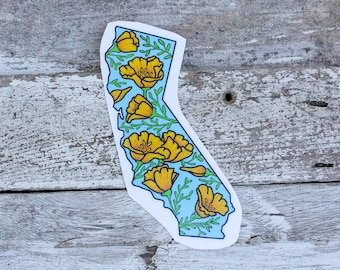 California Sticker, Poppies, California Poppy Sticker, Flower Sticker, California Poppies Decal, Water Bottle Sticker, Laptop Decal