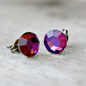 Boucles d&#39;oreilles en titane, cristal volcanique précieux, cristal tchèque, hypoallergénique
