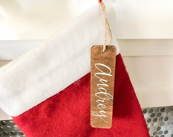 Wood Stocking Tags, Personalized Christmas, Handwritten Tags, Hand Lettered Calligraphy Gift Tags, Custom