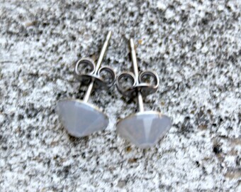 Titanium Earrings, Lt Grey Opal Swarovski Crystal, Hypoallergenic