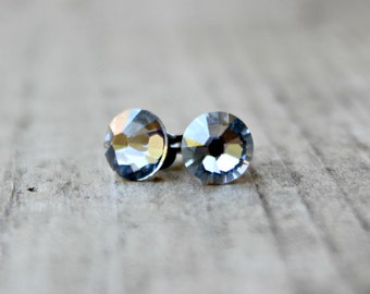 Titanium Earrings, Blue Shade Swarovski Crystal, Hypoallergenic