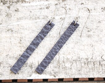 Titanium Leather Earrings, Steel Gray Leather with Hypoallergenic Titanium Ear Wires, 2 sizes