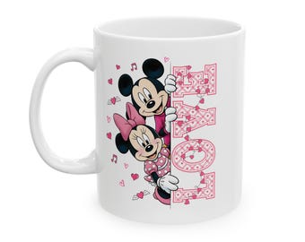 Kawaii Mouse Couple Hearts Mug | Ceramic Mug 11oz 15oz