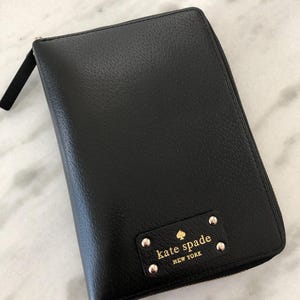 Kate Spade Wellesley Personal Organizer Black Leather 6 Ring Zip