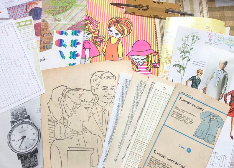 May include: A vintage sewing pattern featuring a woman's dress with a front neck facing and a front closing. The pattern includes illustrations of the dress and instructions for sewing.