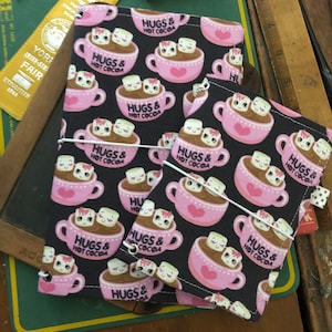 Kawaii Traveler&#39;s Notebook Cover Hot Cocoa Journal Cover Fabric Fauxdori. Travelers Notebook.