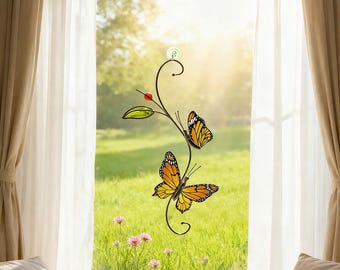 蝶と花のステンドグラスアート – 蝶好きのための、自然からインスピ
