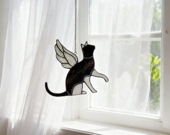 Acchiappasole A Gatto In Vetro Colorato – Regalo Commemorativo Per La Perdita Del Gatto, Diametro 14,2 Cm, Con Catenella Per Appendere
