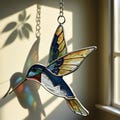 Hummingbird Stained Glass Suncatcher, Handmade Stained Glass Ornament, Unique Window Hanging, Plant Home Decor, Bird Christmas Ornament Gift product logo