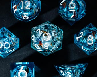 Handmade Liquid Core Dice Set - Koi fish style