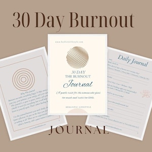Burnout Recovery Journal: 30-Day Self-Care Prompts for Women (Printable PDF A4 Format)