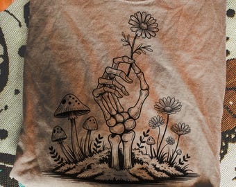 Skeleton Hand with Daisy PNG: Gothic Floral Illustration (Digital Download)