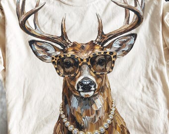Glam Whitetail Deer PNG | Bling Design | Everyday Designs | Boujee Png | Leopard Print Png | Preppy Animal Print Graphic | Hunting Season