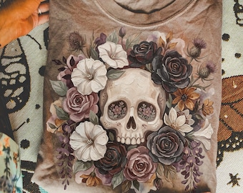 Floral Skull PNG | Gothic Girl PNG | Witchy Aesthetic | Spooky Season PNG | Boho Flowers Png | Dark Floral Skull | Spooky Season Design