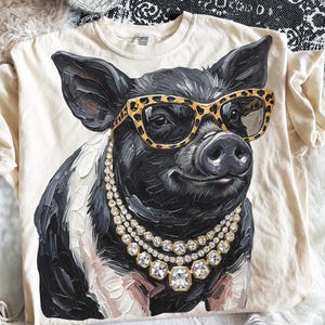 Glam Pig PNG | Bling Design | Everyday Designs | Boujee Png | Leopard Print Png | Preppy Animal Print Graphic | State Fair PNG |Show Pig PNG