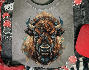 Brushstroke Buffalo PNG | American Bison PNG | Wild West Graphic | Western Sublimation | Cowboy Graphics | Wildlife PNG | Bison Design