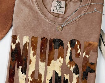 Distressed Brushstroke Cow Print Nurse PNG | Nurse Sublimation | Nursing Life PNG | Cowboy Graphics | Medical Png | Cow Lover Nurse Design
