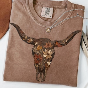 Brushstroke Floral Western Cow Skull PNG | Cowboy Graphics | Punchy PNG | Western Graphics | Flower Cowgirl Sublimation | Desert Western Art