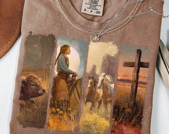 Western Christian Cowgirl PNG | Western Horses PNG | Highland Calf PNG | Boho Western Design | Western Designs | Country Western Sublimation