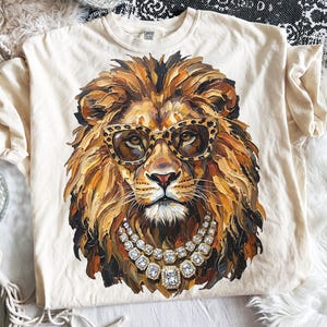 Glam Lion PNG | Bling Design | Everyday Designs | Boujee Png | Leopard Print Png | Preppy Animal Print Graphic |