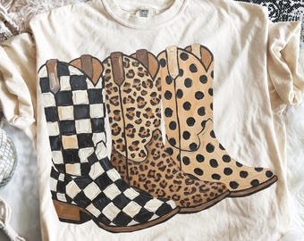 Brushstroke Cowboy Boots PNG | Checkered Png | Leopard Print PNG | Polka Dots png | Cowboy Graphics | Western Graphics | Cowgirl Design |