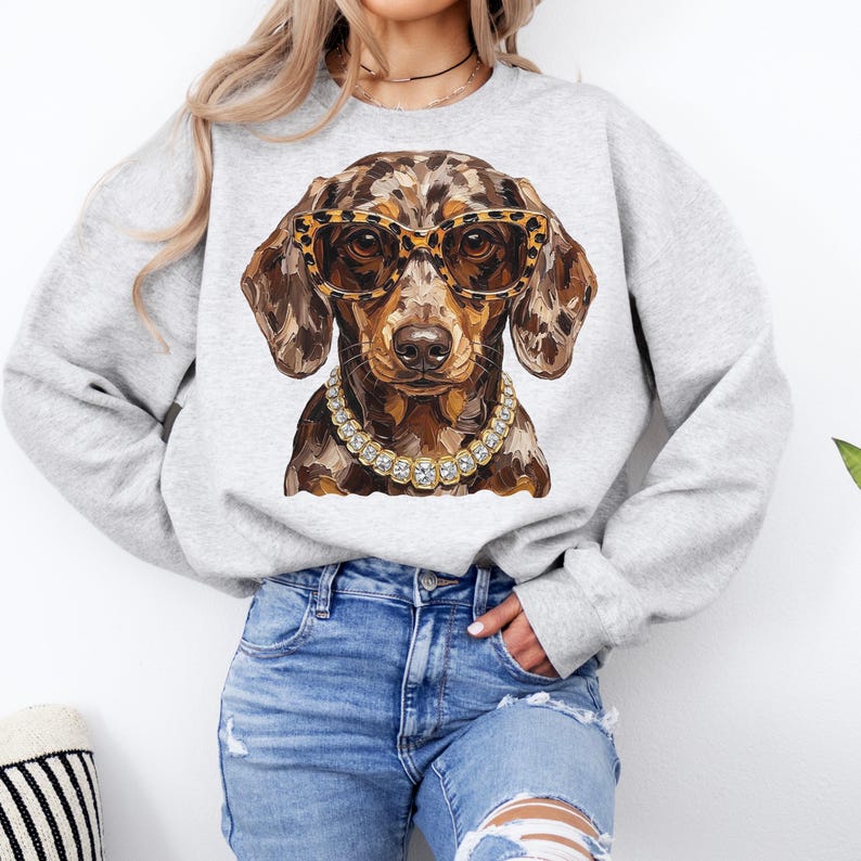 Glam Dachshund PNG | Bling Design | Everyday Designs | Boujee Png | Leopard Print Png | Animal Print Graphic | Cute Dog | Funny Wiener Dog image 3