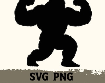 Flexing Bigfoot, Sasquatch SVG, Bigfoot Silhouette PNG, Sasquatch for Cricut & Silhouette, Bigfoot SVG, Yeti Svg Vector File Bigfoot Sticker