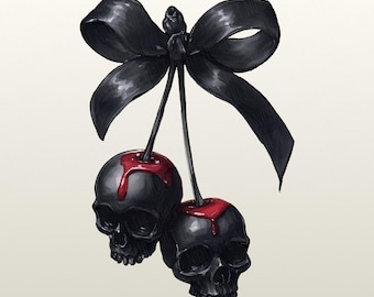 Gothic Cherry Skull PNG | Gothic Skeleton Png | Spooky Png | Cherry Png | Coquette Halloween | Gothic Coquette | Gothic Girl