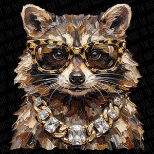 Glam Tvättbjörn PNG | Vardagsdesigner | Boujee Png | Leopardmönster Png | Opossumdesign | Preppy Vild Flicka Png | Söt Tvättbjörn | Skräppanda bild 10