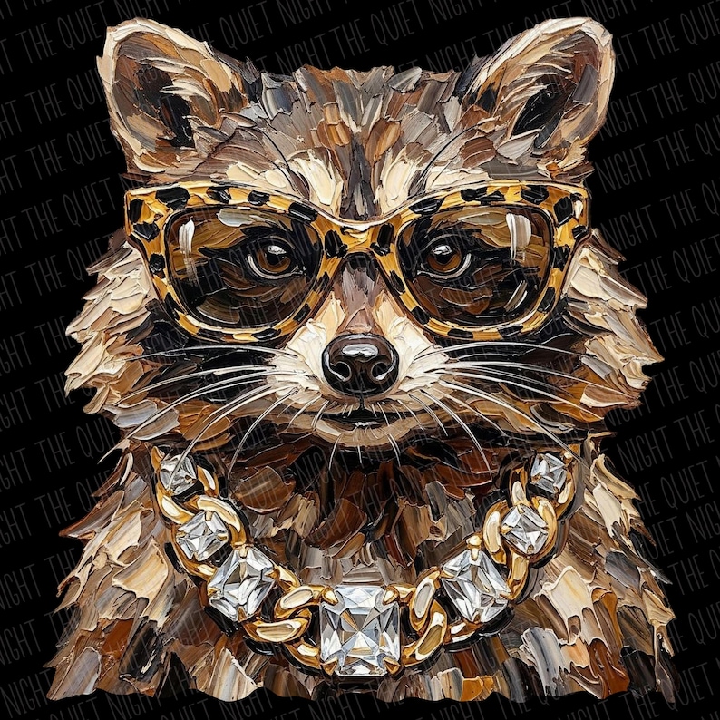 Glam Tvättbjörn PNG | Vardagsdesigner | Boujee Png | Leopardmönster Png | Opossumdesign | Preppy Vild Flicka Png | Söt Tvättbjörn | Skräppanda bild 10