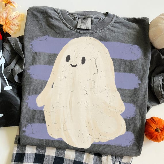 Hand Drawn Cute Ghost PNG | Distressed Cute Spooky Ghost PNG | Boo Season PNG | Retro Halloween Png | Trendy Gothic Girl Png | Preppy Fall