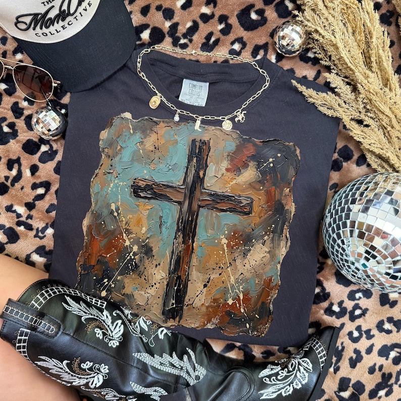 Penseldragskors PNG | Western Cowboy PNG | Cowboygrafik | Western Faith PNG | Kyrkskjorta PNG | Jesus Sublimering | Penseldrag PNG bild 2