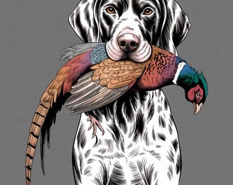 Hunting Dog PNG | Pheasant Hunting PNG | Hunting Season Png | German Shorthair Dog | Pointer Dog | Hunting Dog Design | Pointer Png