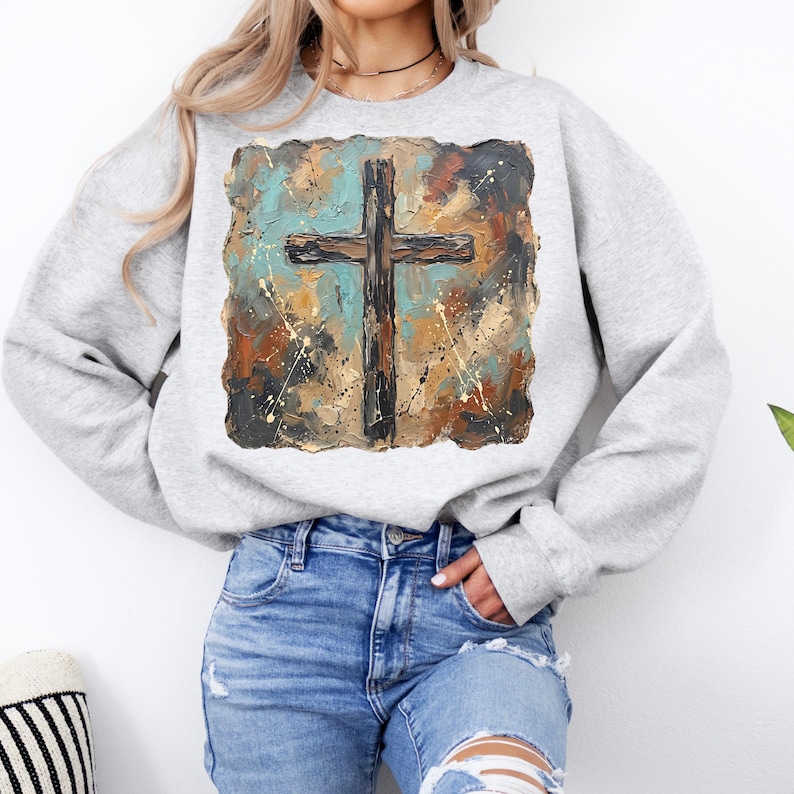 Penseldragskors PNG | Western Cowboy PNG | Cowboygrafik | Western Faith PNG | Kyrkskjorta PNG | Jesus Sublimering | Penseldrag PNG bild 3