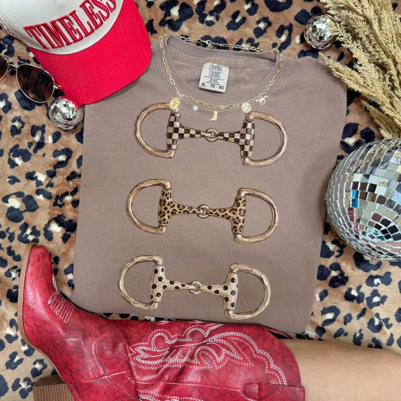 Penseldrag med hästbett PNG | Rutig PNG | Leopardmönster PNG | Prickar PNG | Cowboygrafik | Westerngrafik | Cowgirldesign bild 5