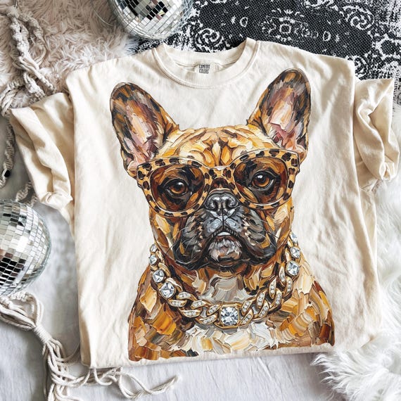 Glam French Bulldog PNG | Bling Design | Everyday Designs | Boujee Png | Leopard Print Png | Preppy Animal Print Graphic | Cute Dog Png